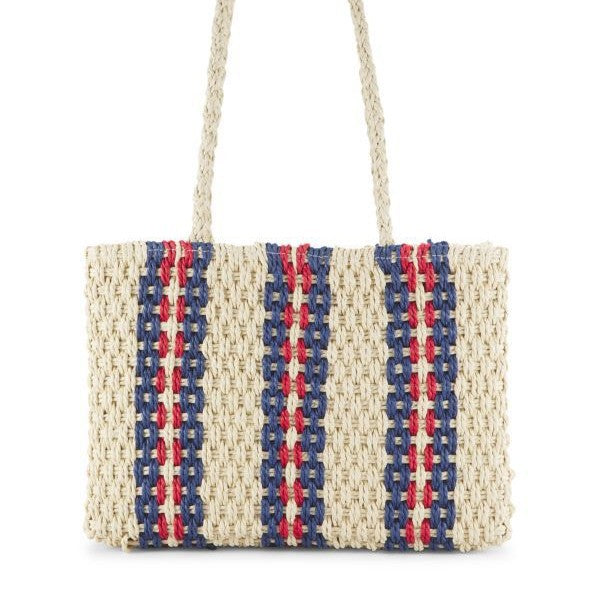 Handbag Made of Braided Natural Material with Colorful Accents Kalsten