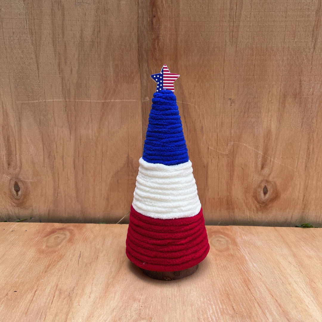 Independence Day patriotic festive tabletop cone centerpiece with felt star accents Kalsten