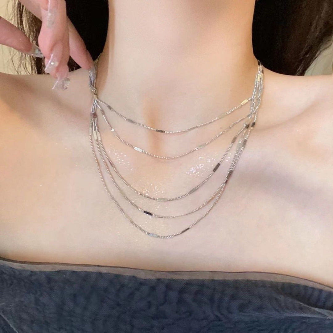 Layered Silver Chain Necklace Kalsten