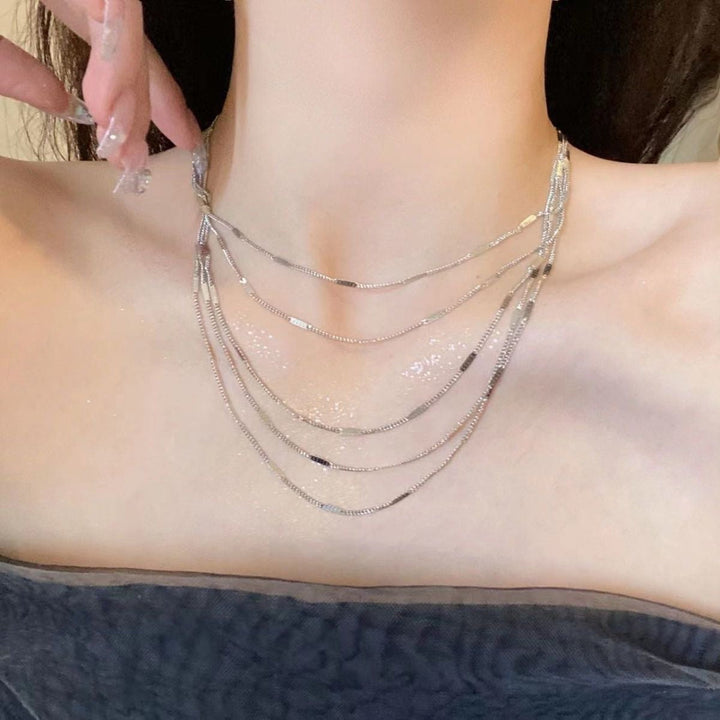 Layered Silver Chain Necklace Kalsten
