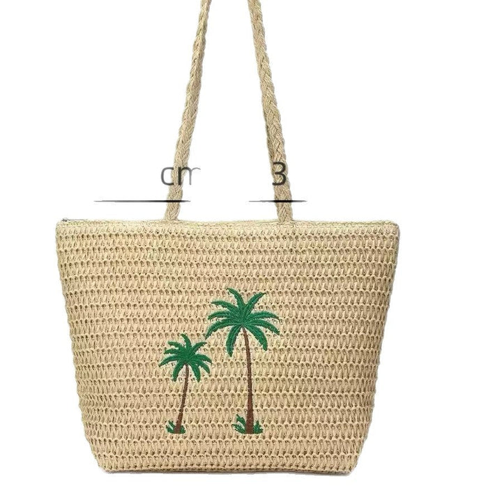 Summer basket bag with palm pattern Kalsten