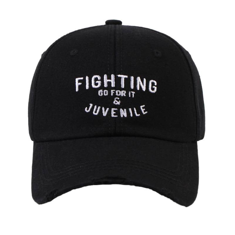 Women's Distressed Cotton Cap with Motivational Embroidery Kalsten