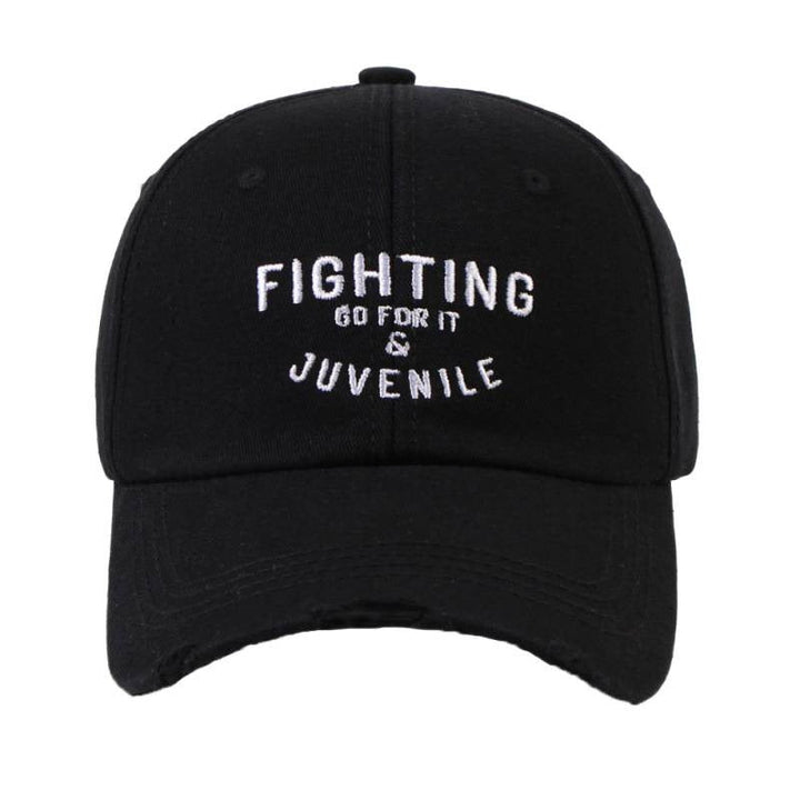 Women's Distressed Cotton Cap with Motivational Embroidery Kalsten