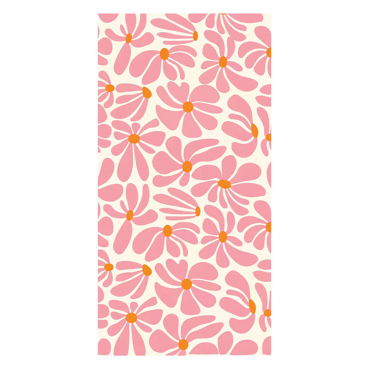 Oversized Microfiber Beach Towel With Retro Daisy Pattern And Quick-Dry Lightweight Weave