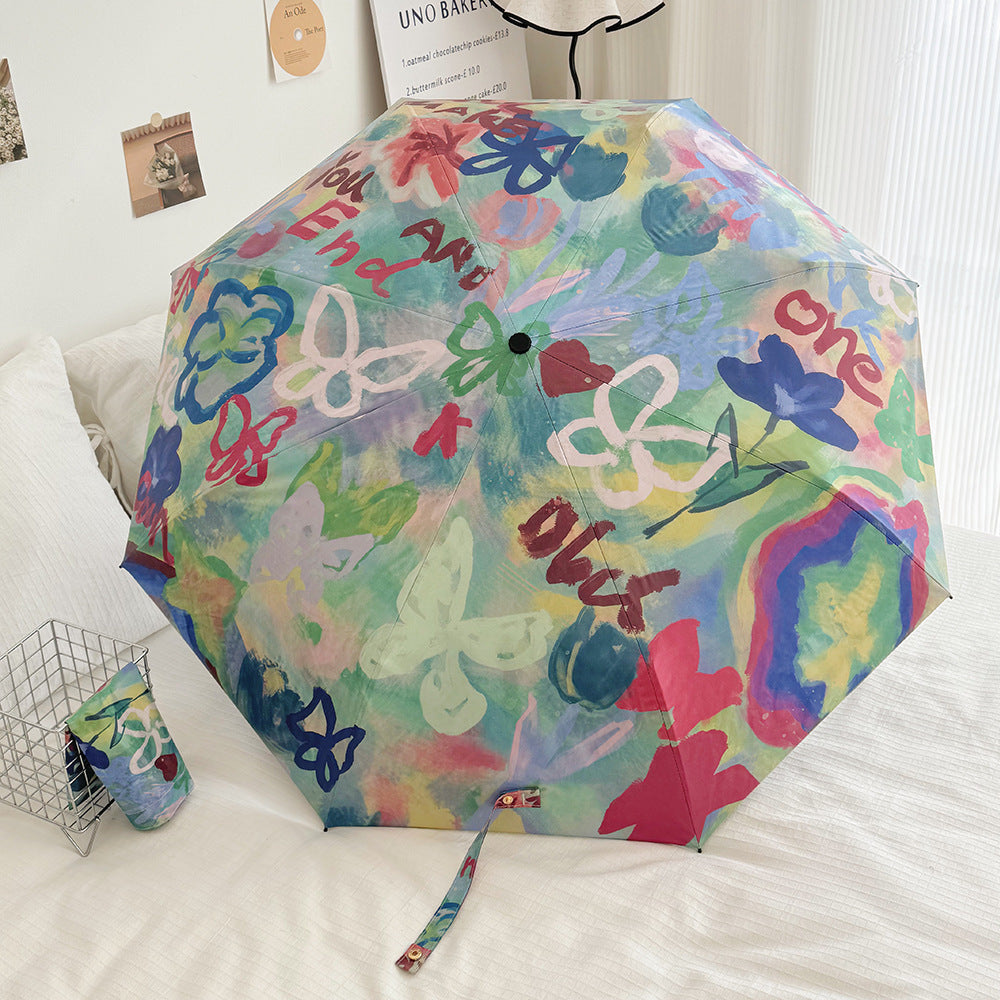 Ladies Foldable Rainbow Retouch Rain Umbrella Kalsten