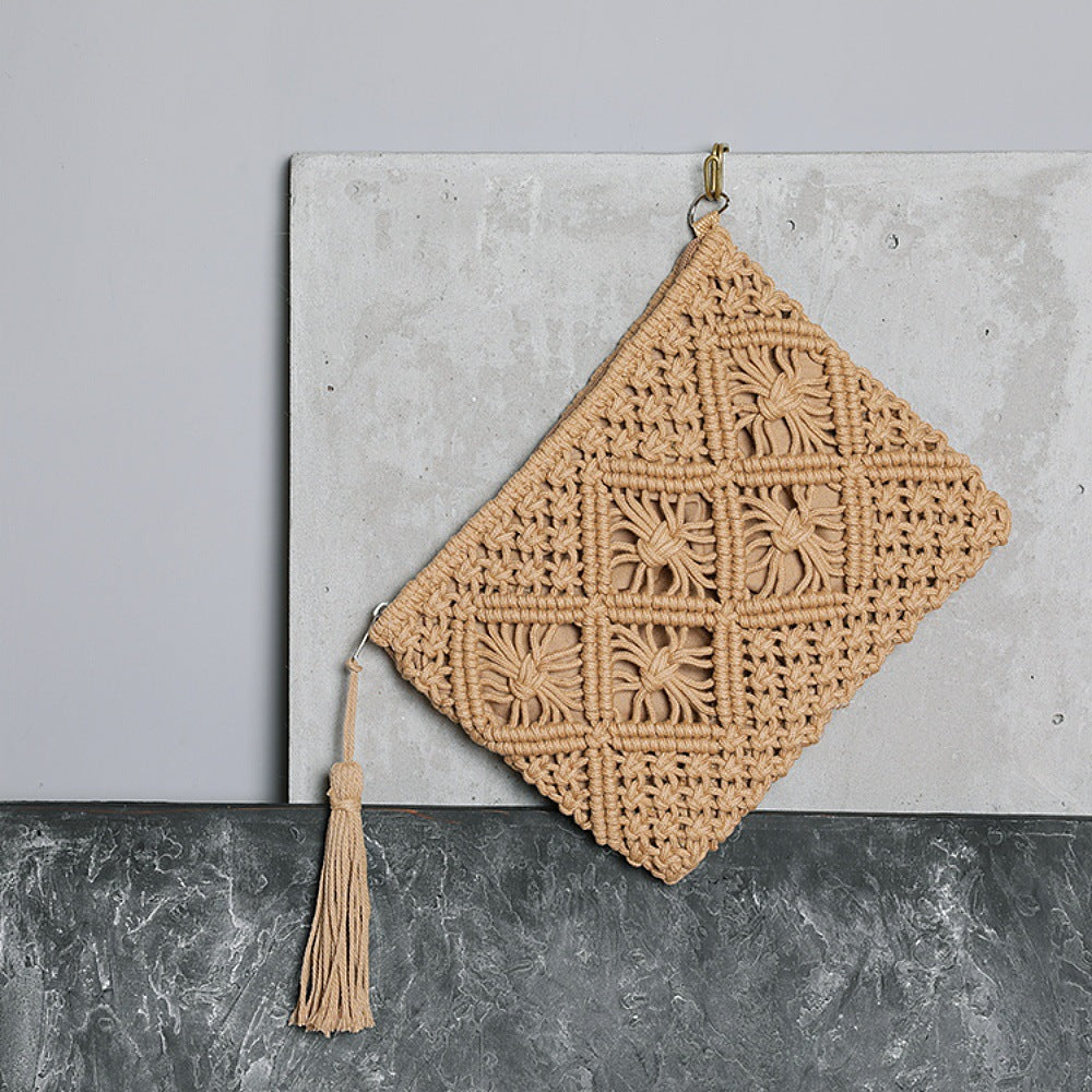 Macrame Clutch with Tassel Details Kalsten