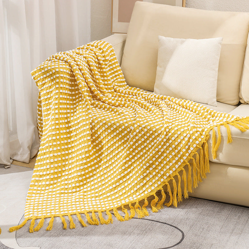 Women's Structured Throw Blanket with Fringes Kalsten