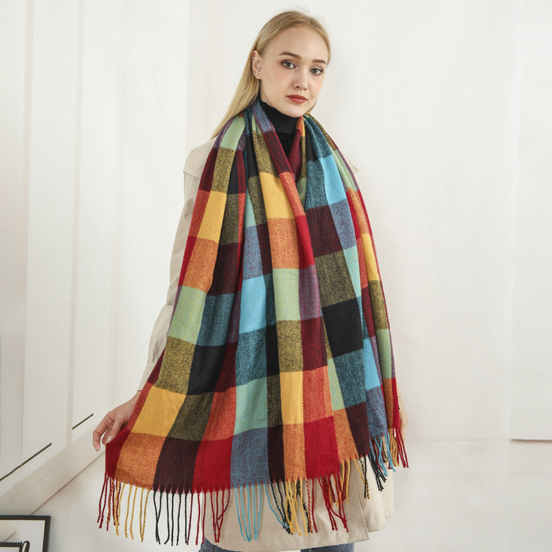 Women large, checkered scarf Kalsten