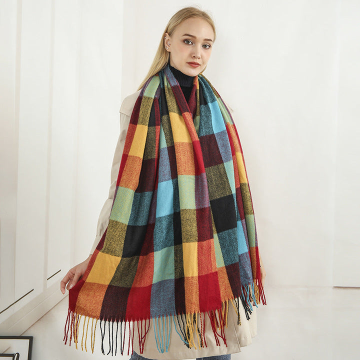 Women large, checkered scarf Kalsten