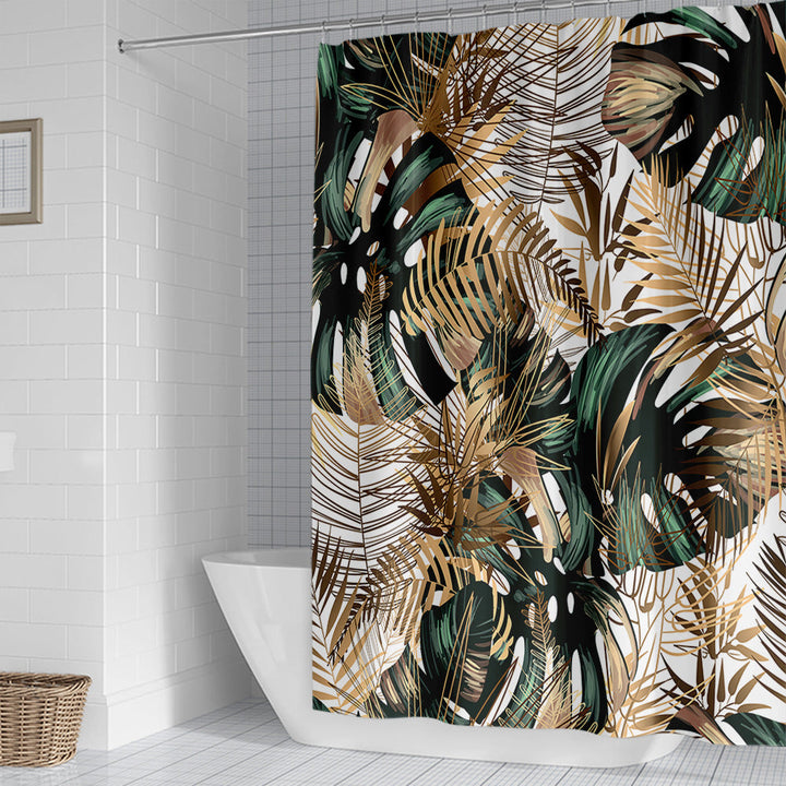 Tropical Leaf Print Shower Curtain Kalsten