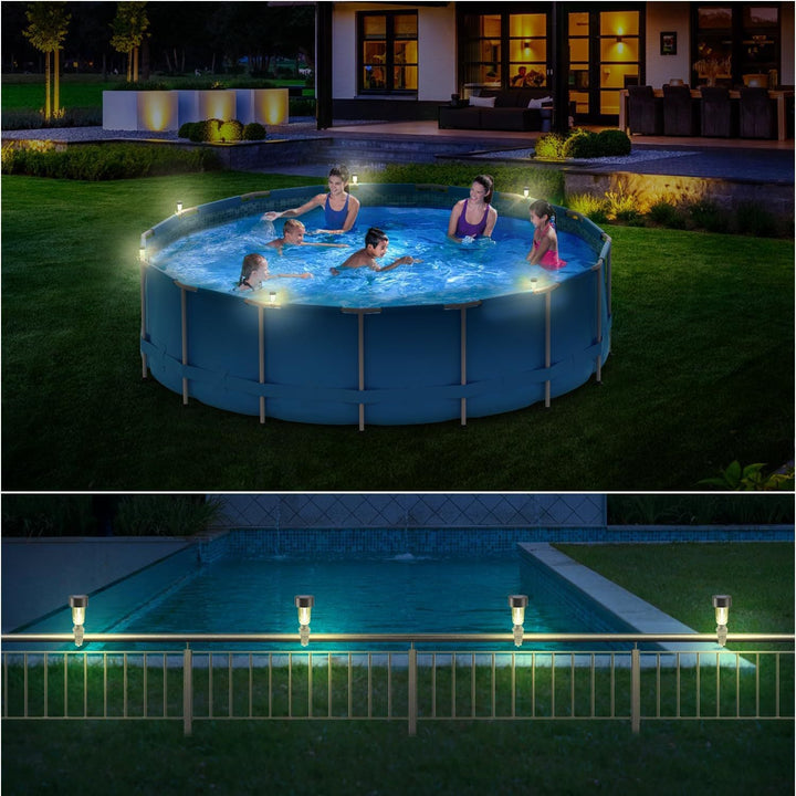 Solar-Powered LED Clip-On Above-Ground Pool Rim Lights With Waterproof Durable Mounting Kalsten
