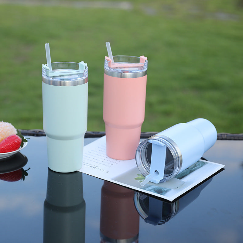 Women's Thermo Drinking Cup with Ergonomic Handle and Practical Straw Kalsten