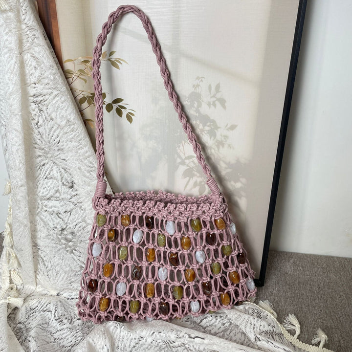 Hand-knotted net bag with decorative beads Kalsten