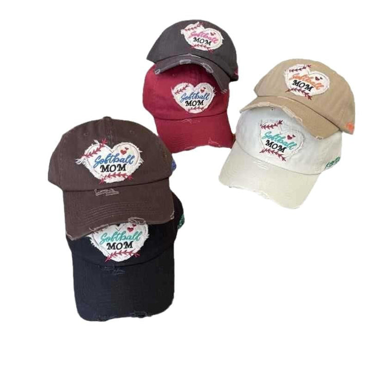 Women's Distressed Heart-Embroidered Baseball Cap Kalsten