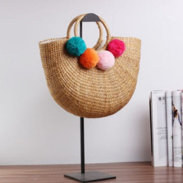 Handcrafted straw bag with colorful tassels Kalsten