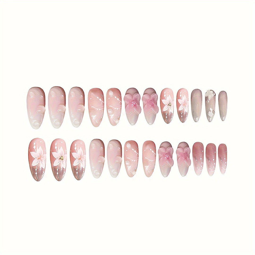 Floral-Themed Press-On Nail Art Kalsten