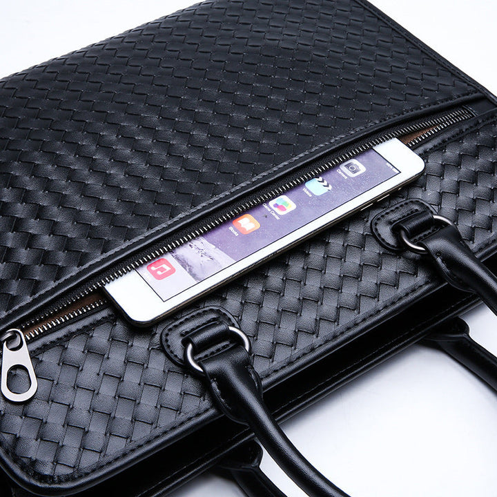 Elegant Briefcase Made of Woven Synthetic Leather Kalsten