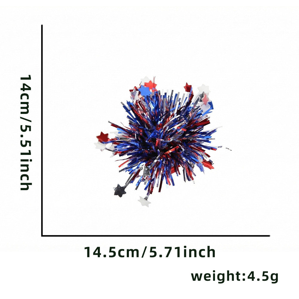 Independence Day sparkly tinsel starburst pom pom cat teaser toy Kalsten