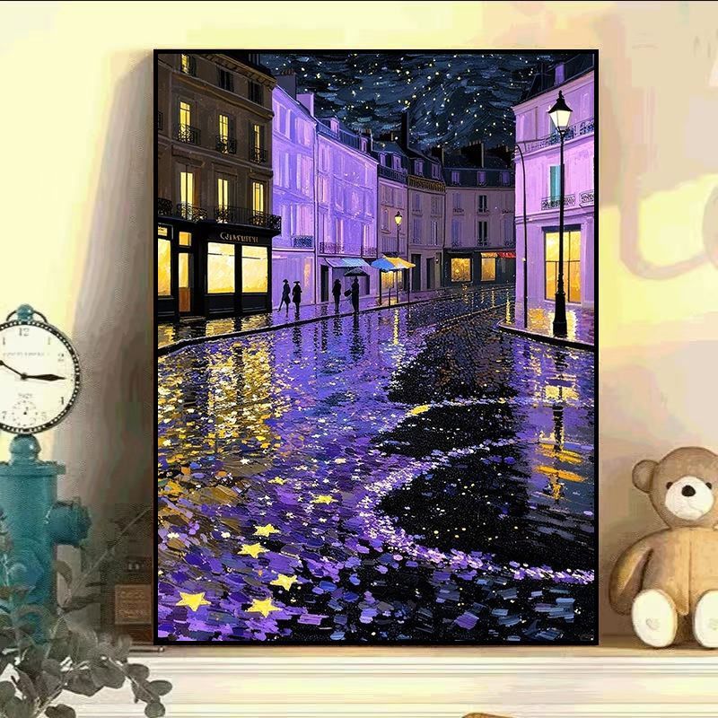 Eiffel Tower Night Scene Canvas Art Kalsten