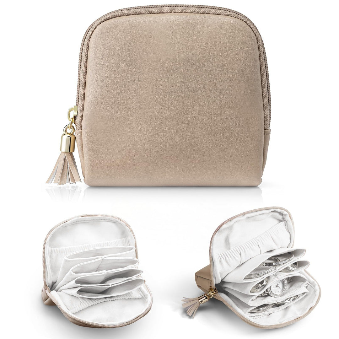 Cosmetic organizer with structured interior and elegant tassel Kalsten