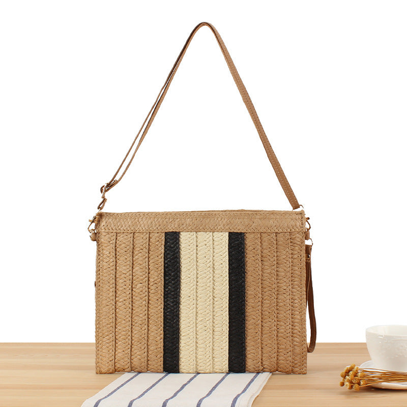 Handbag Made of Woven Material with Stylish Stripe Pattern Kalsten