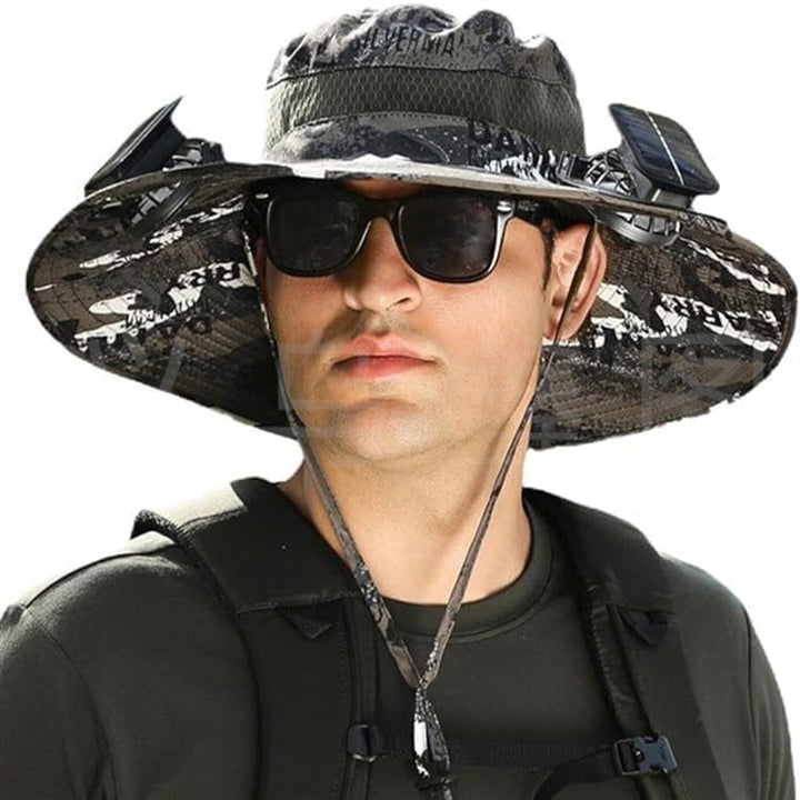 sun hat with solar-powered fan and wide brim Kalsten