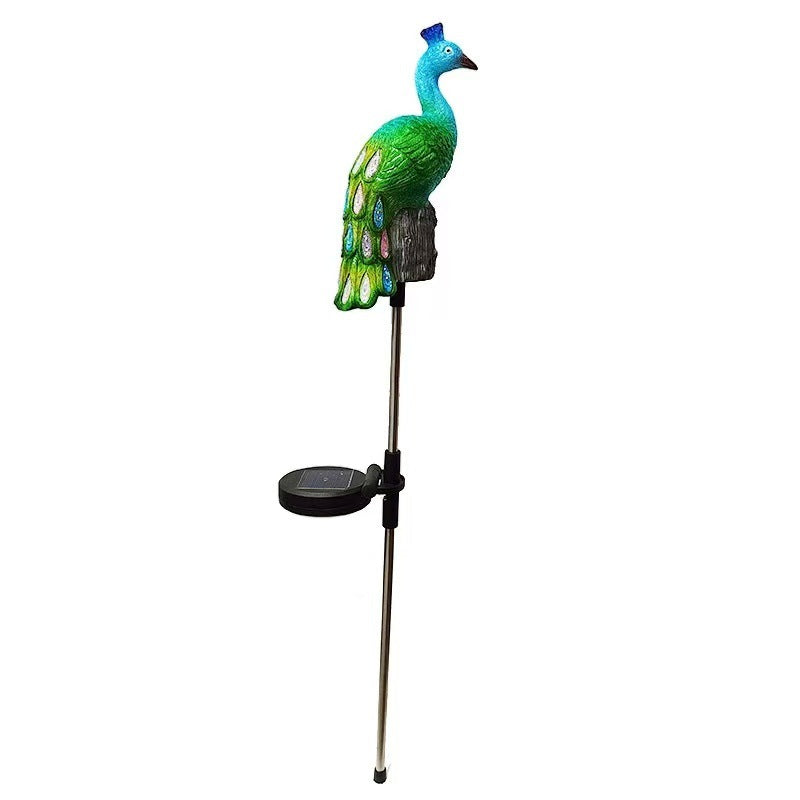 Ornamental Solar-Powered Peacock Garden Stake Lights With LED Resin Sculpture And Waterproof Stainless Steel Stake Kalsten