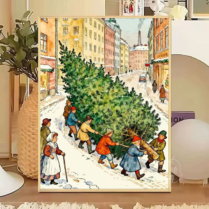 Cozy Winter-Themed Cafe Canvas Art Kalsten