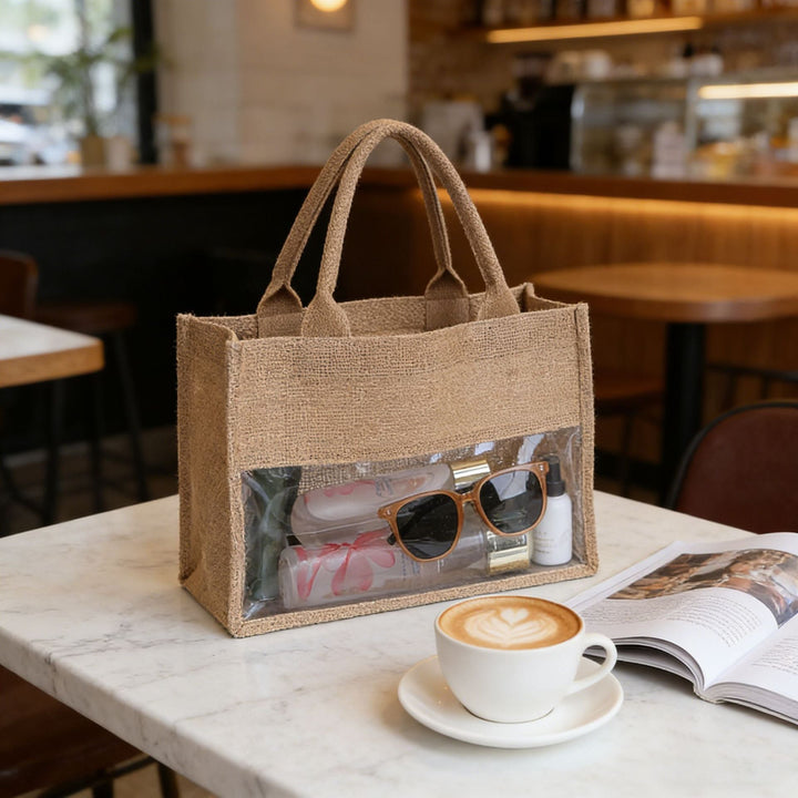 Shopping bag made of natural jute with mesh design Kalsten