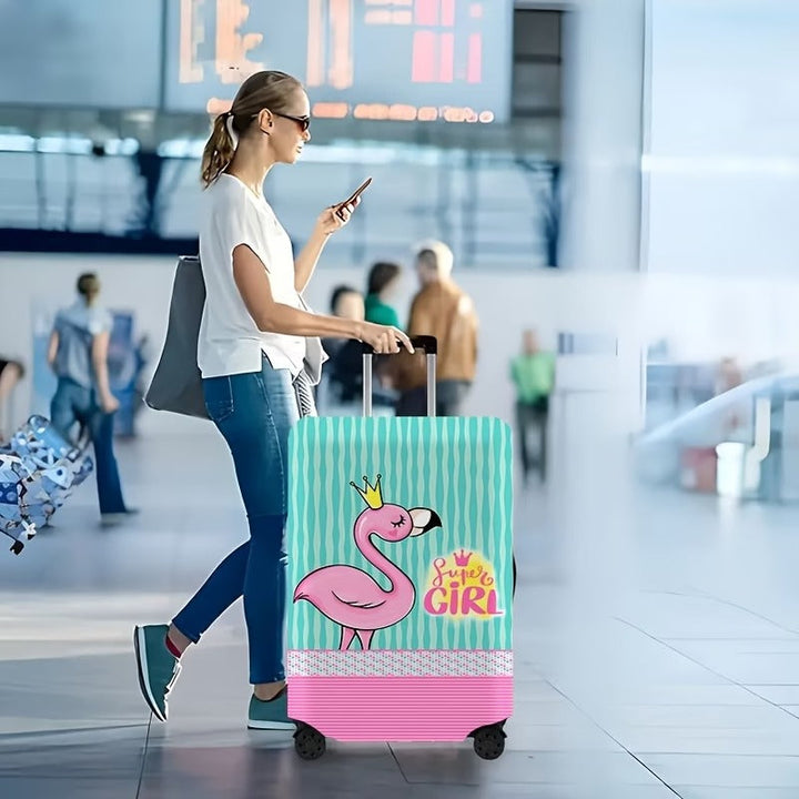Women's nan elastic suitcase cover with flamingo print, stretch protective cover with zipper and non-slip interior attachment Kalsten