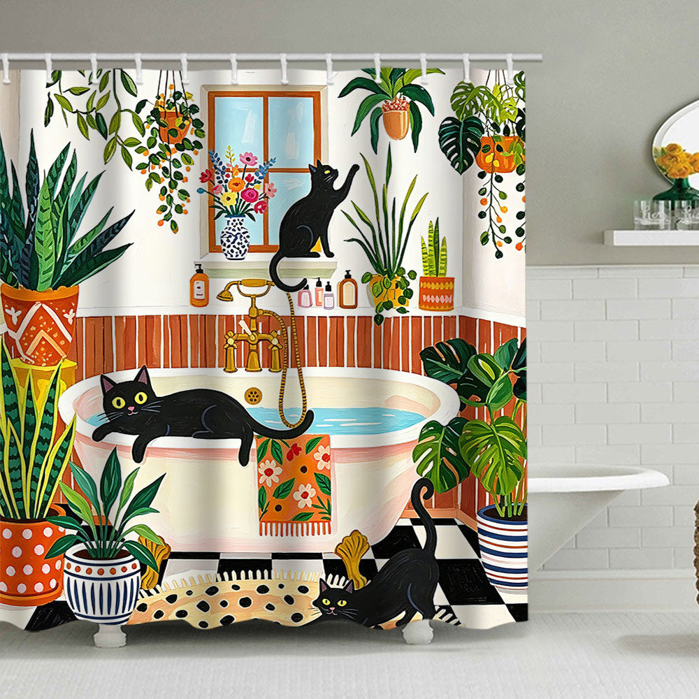 Cat-Themed Bathroom Shower Curtain Kalsten
