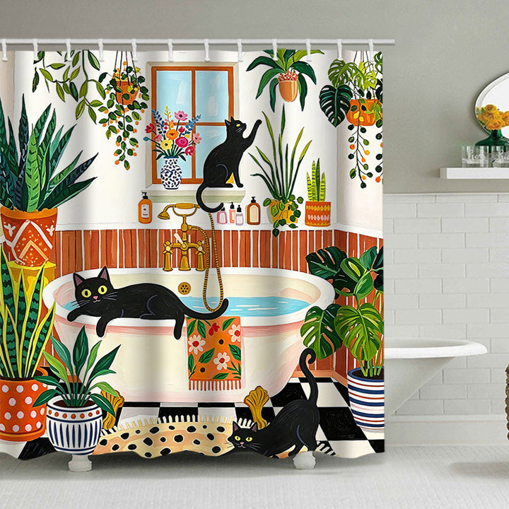 Cat-Themed Bathroom Shower Curtain Kalsten