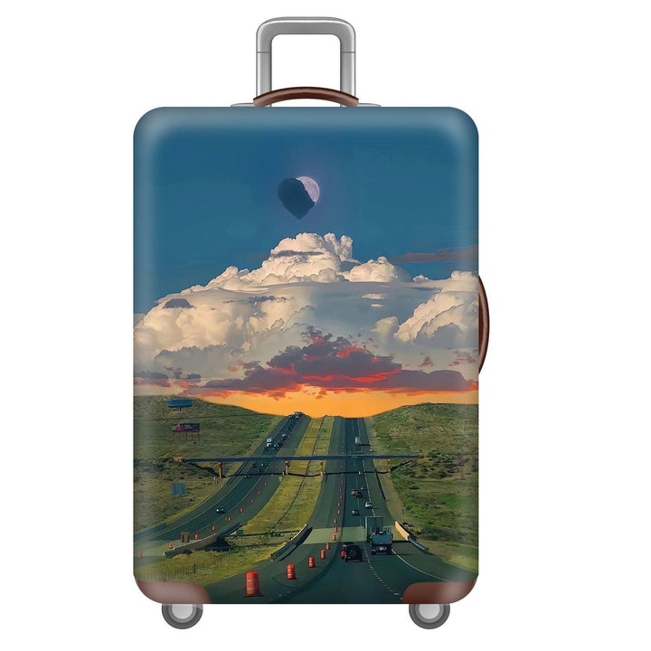 Unisex nan hard shell suitcase trolley with large landscape motif print and multidirectional wheels Kalsten