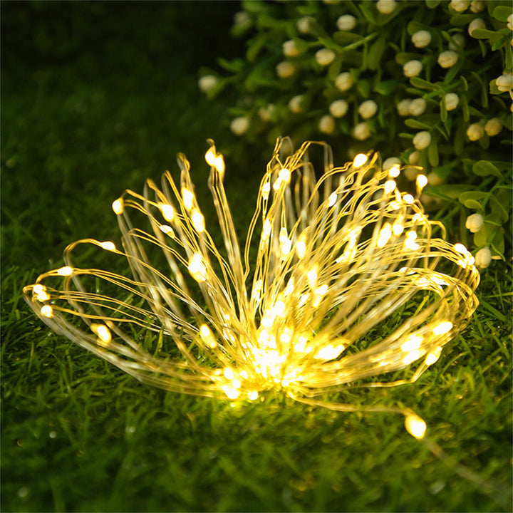 Outdoor Solar Copper Wire Fairy String Lights With Rechargeable Battery Box And Ground Stake Kalsten