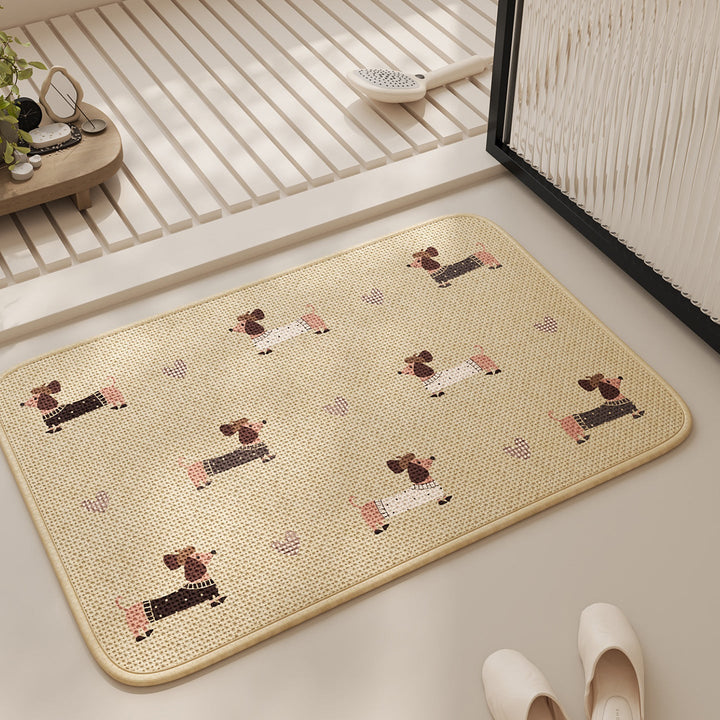 Playful Dachshund-Themed Bath Mat Kalsten