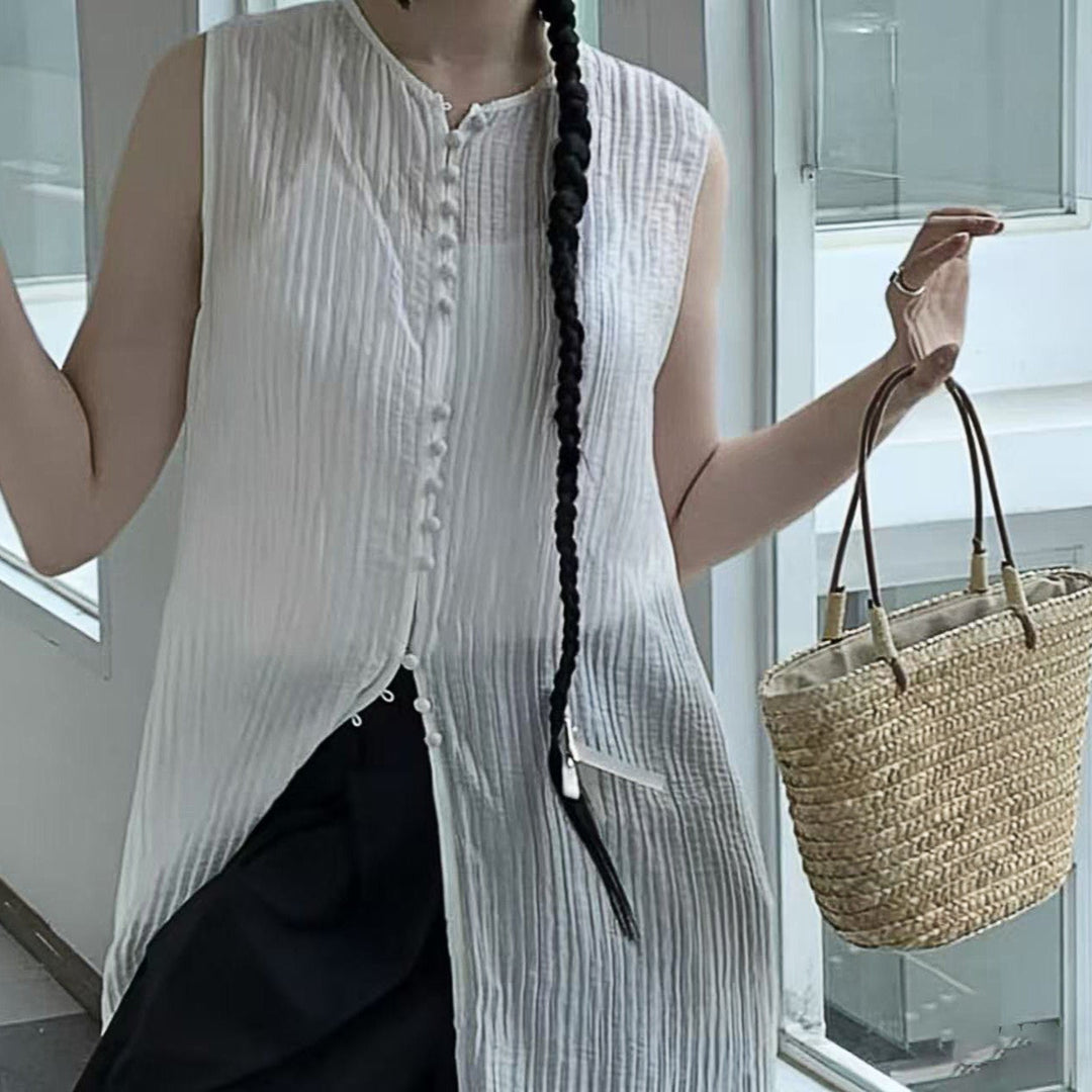 Handmade basket bag with leather handles Kalsten