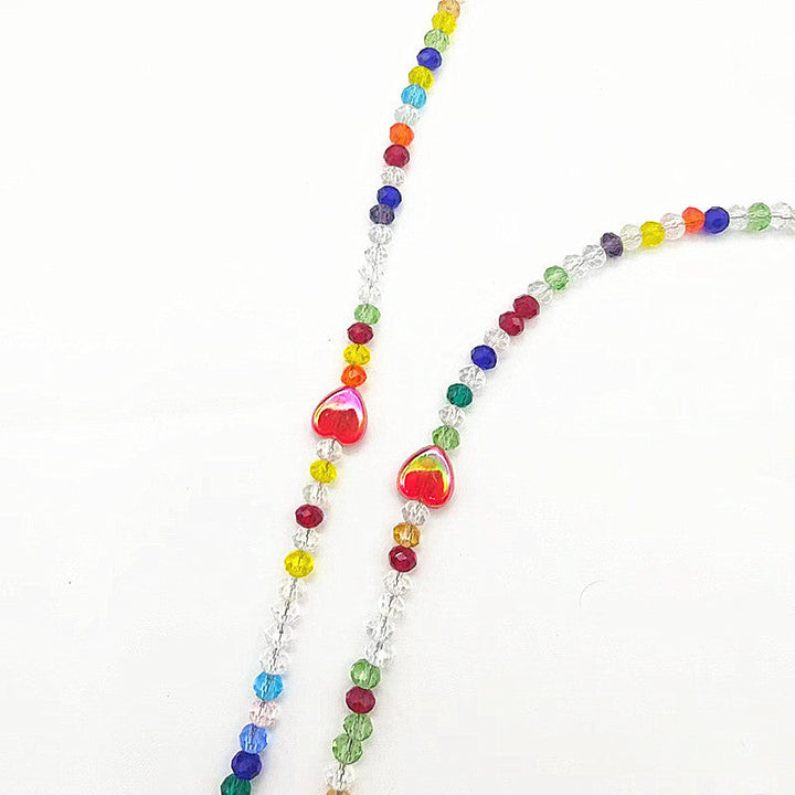 Colorful glass necklace with heart pendant Kalsten