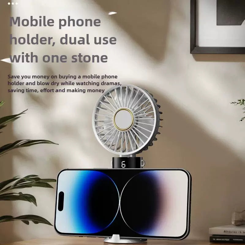 Unisex One Size Foldable Rechargeable Hand Fan with Multiple Speeds LED Display Removable Charging Base Kalsten