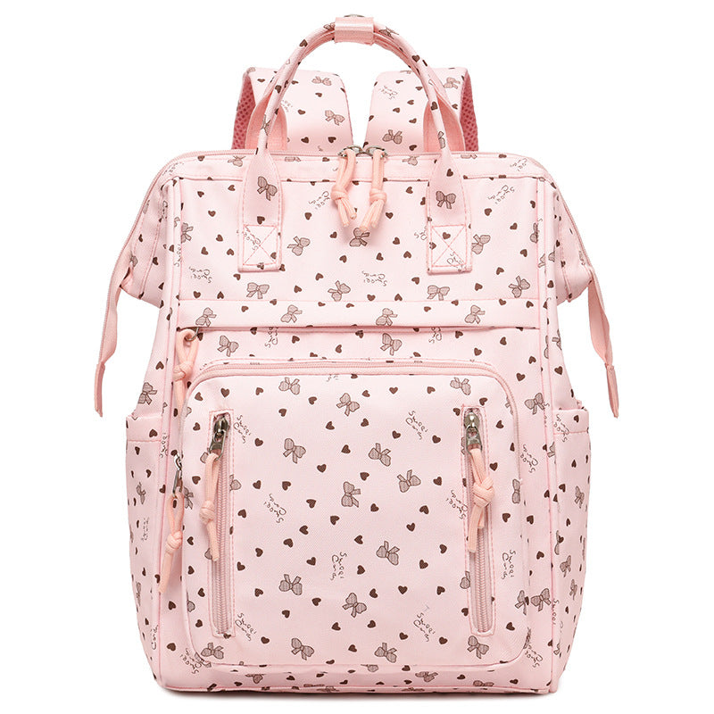 Stylish Heart-Printed Multi-Pocket Backpack kalsten