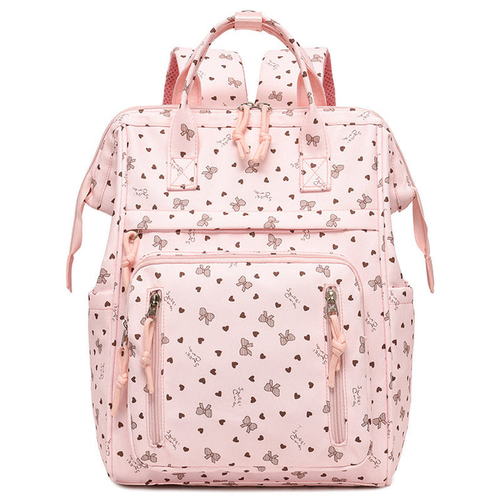 Stylish Heart-Printed Multi-Pocket Backpack kalsten