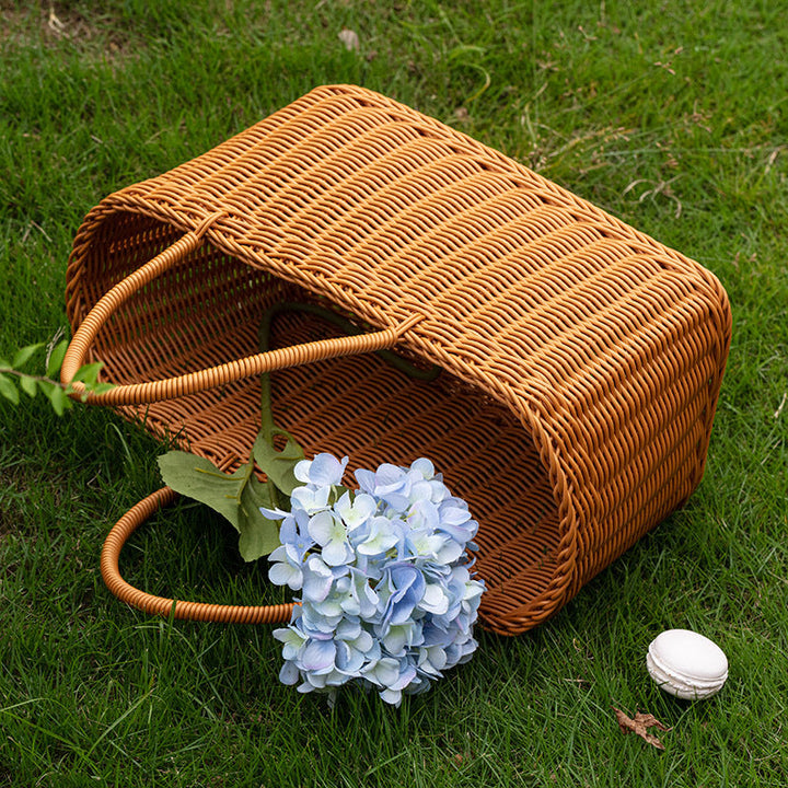 Women’s braided basket with practical handles Kalsten