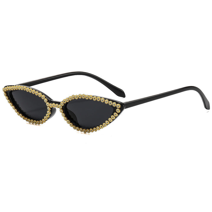 Women's Cat-Eye Sunglasses with Sparkling Flower Decoration Kalsten