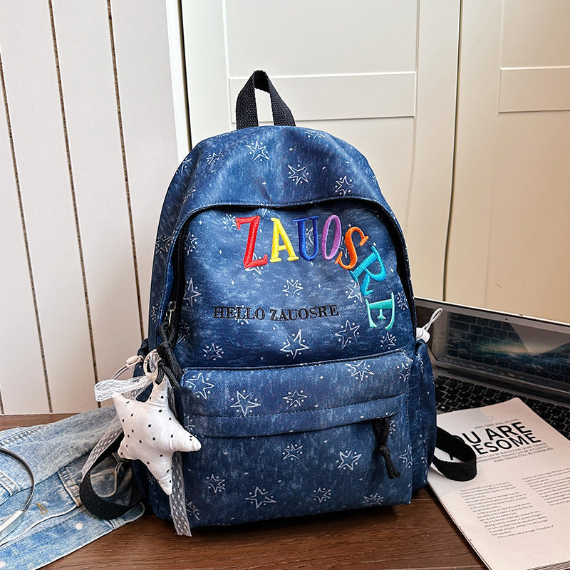 Casual Star-Patterned School Backpack
