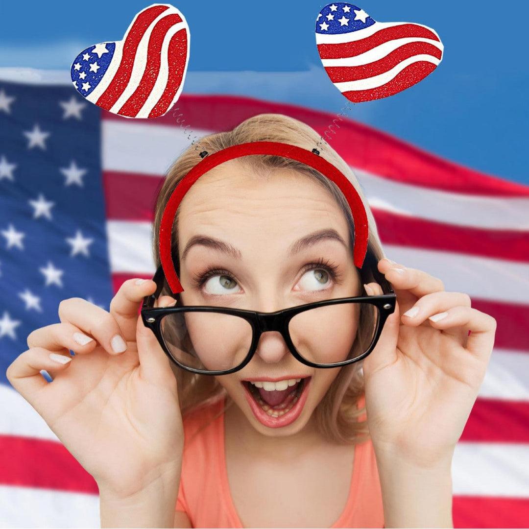 Independence Day patriotic novelty headband with spring-top Uncle Sam hats and glitter accents Kalsten