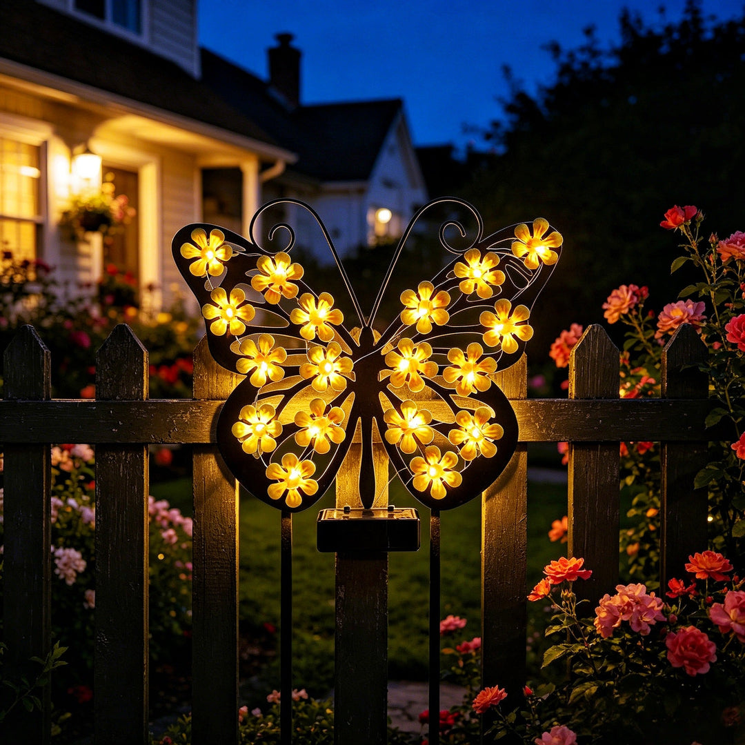 Decorative LED Butterfly Wall Light With Floral Micro-LED Accents And Battery-Powered Control Kalsten