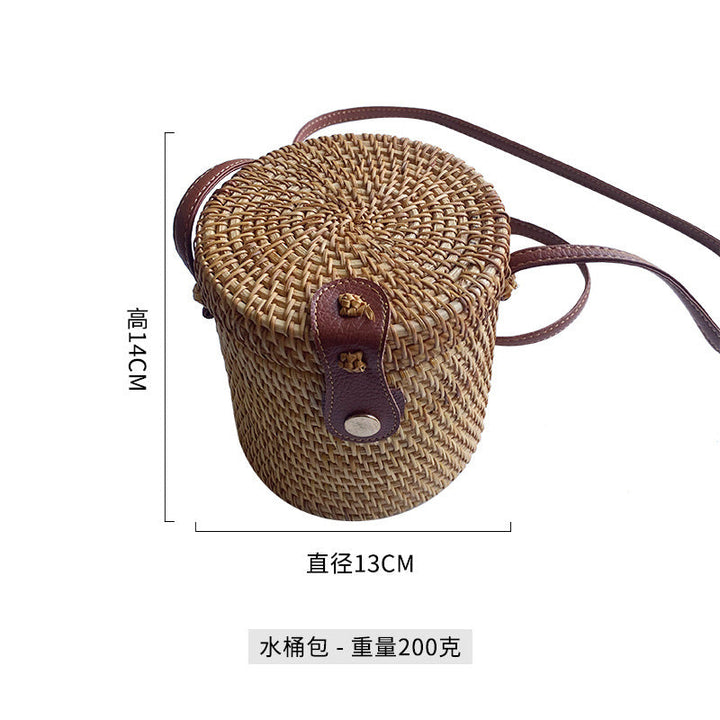 Women's round basket bag with unique ceramic detail Kalsten
