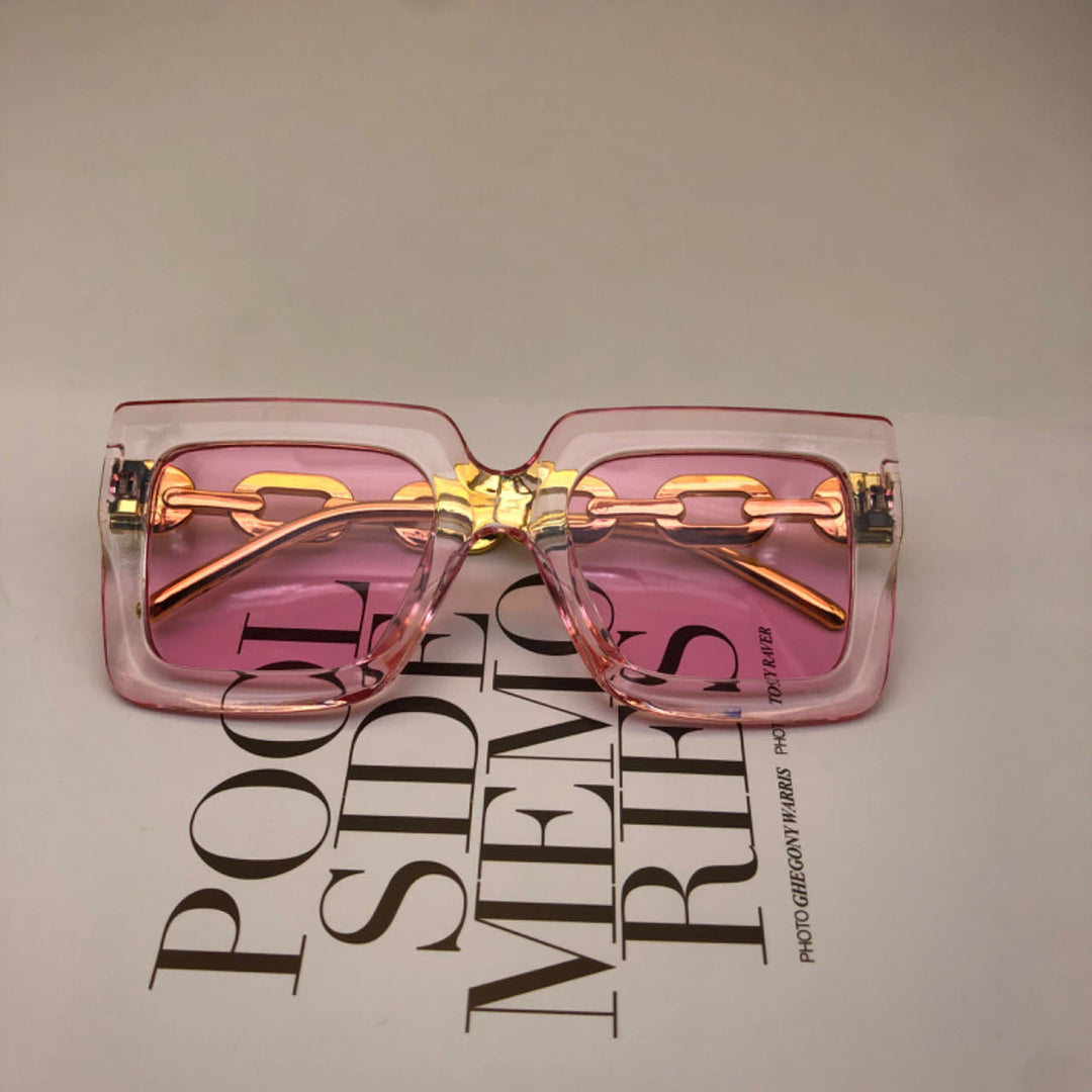 Women's Fashion Square Sunglasses with Chain Decoration Kalsten