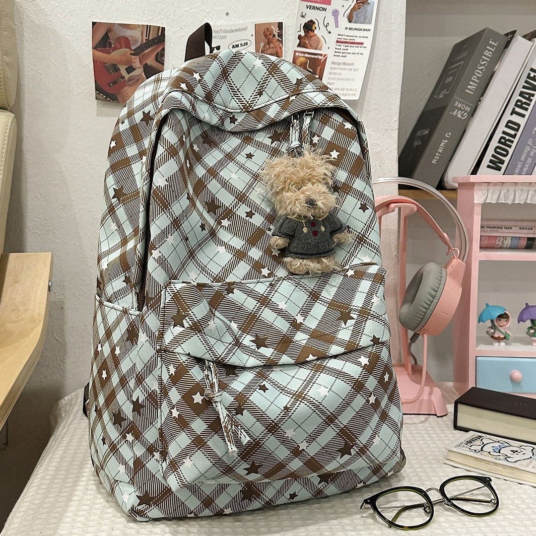 Backpack with Fashionable Check Pattern and Practical Compartments Kalsten