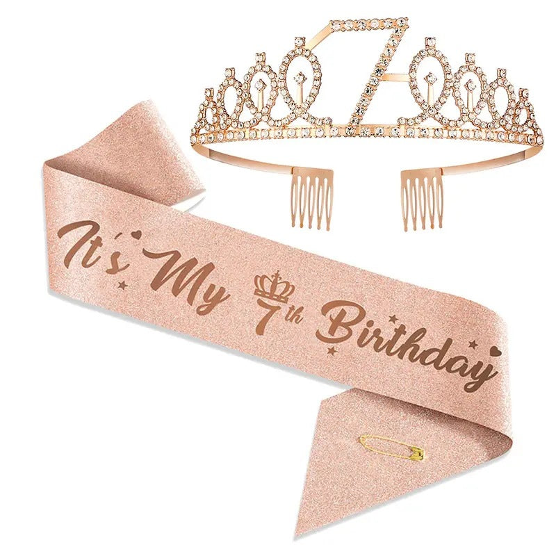 Women Glittering Tiaras with Festive Birthday Banner Kalsten