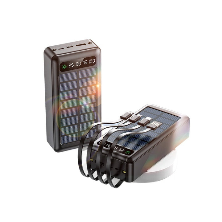 Solar-powered power bank with intelligent power display and multifunctional charging cables Kalsten